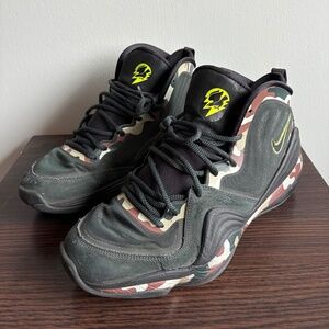 Nike Air Penny Hardaway V 5 Camo Black Green Volt 628569-307 Men's Size 12